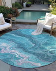 LOOMLAN Rugs Elius Teal Washable Indoor-Outdoor Rug