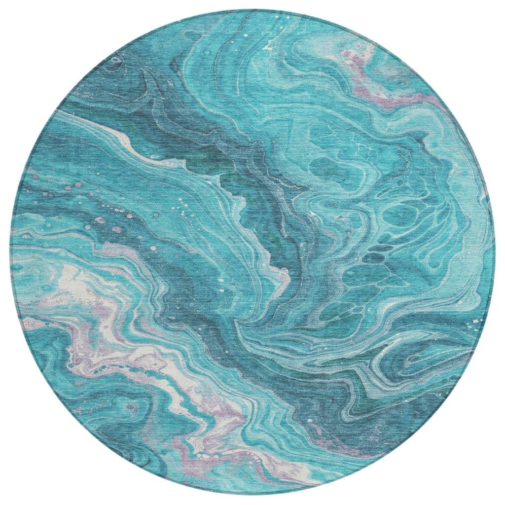 LOOMLAN Rugs Elius Teal Washable Indoor-Outdoor Rug