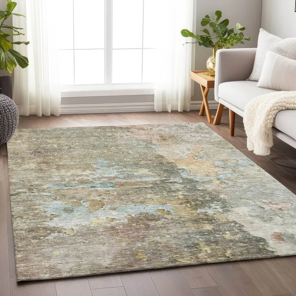 LOOMLAN Rugs Ellior Brown Washable Indoor-Outdoor Rug