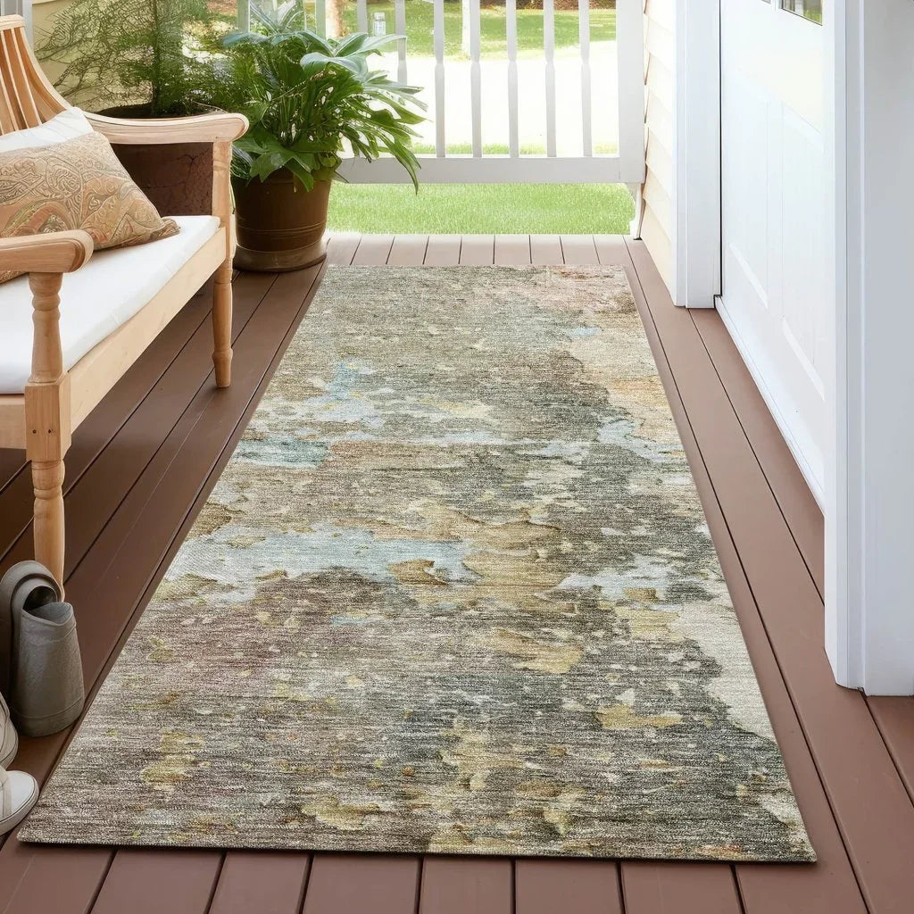 LOOMLAN Rugs Ellior Brown Washable Indoor-Outdoor Rug
