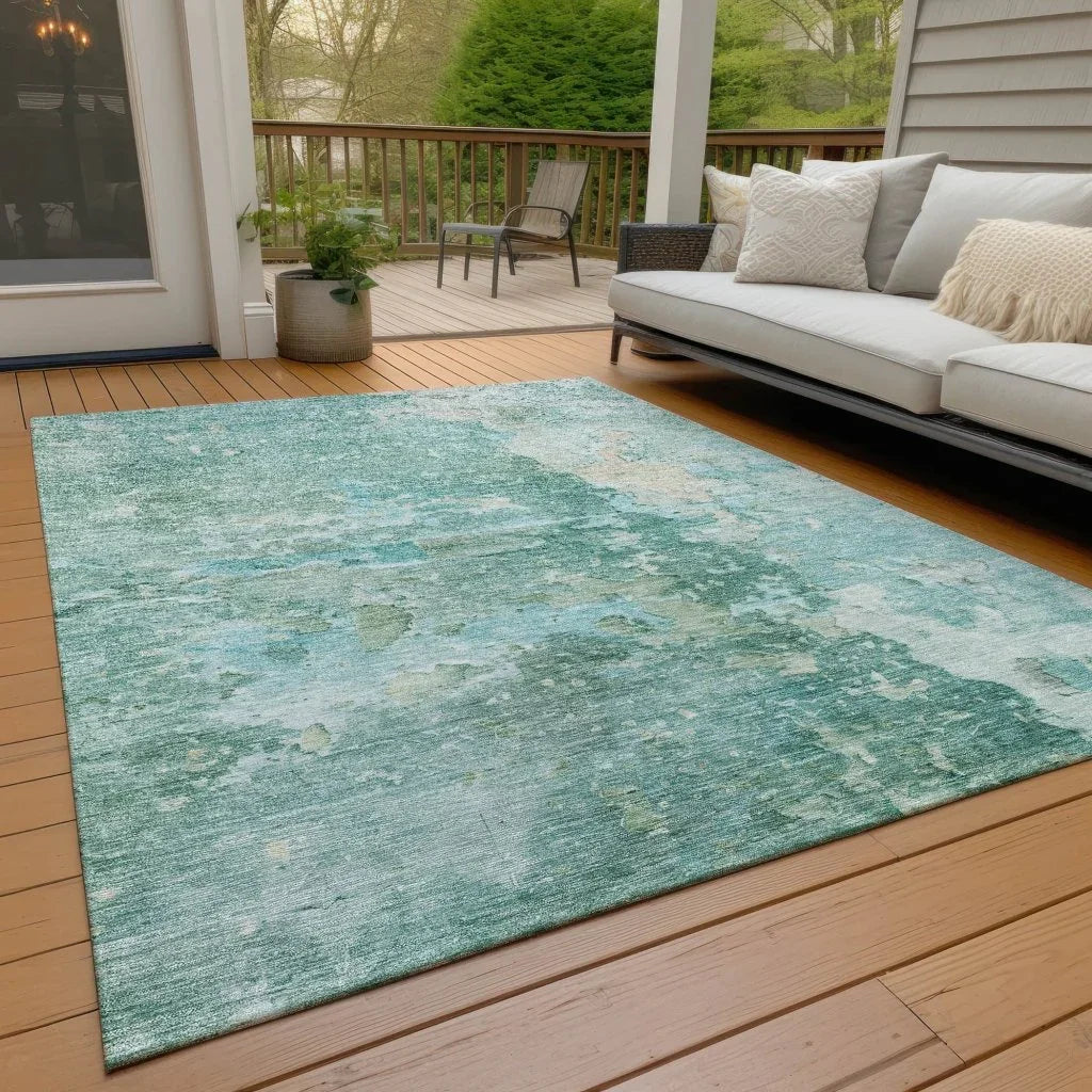 LOOMLAN Rugs Ellior Green Washable Indoor-Outdoor Rug
