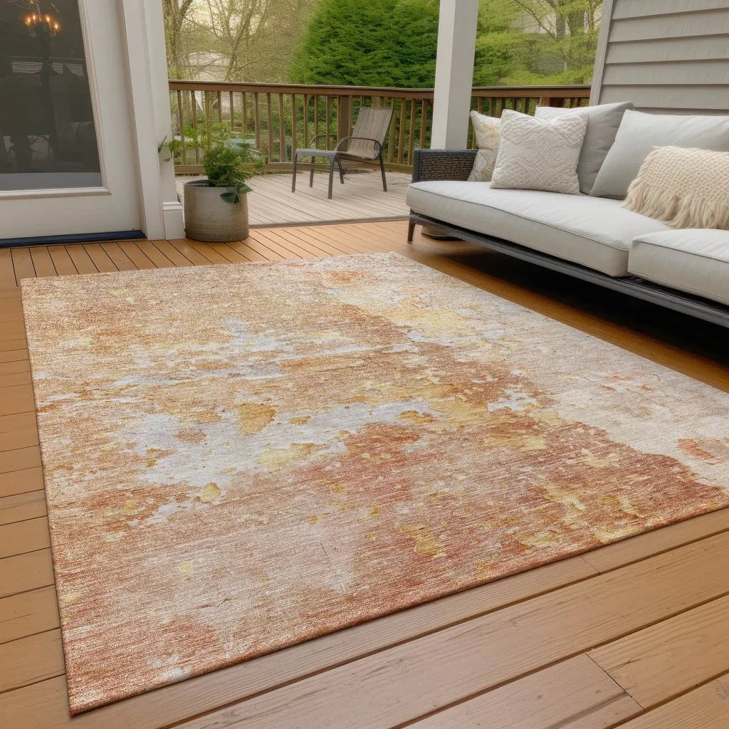 LOOMLAN Rugs Ellior Orange Washable Indoor-Outdoor Rug