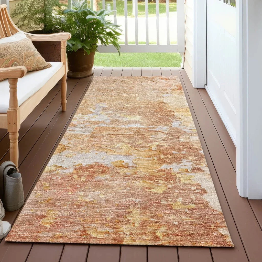 LOOMLAN Rugs Ellior Orange Washable Indoor-Outdoor Rug