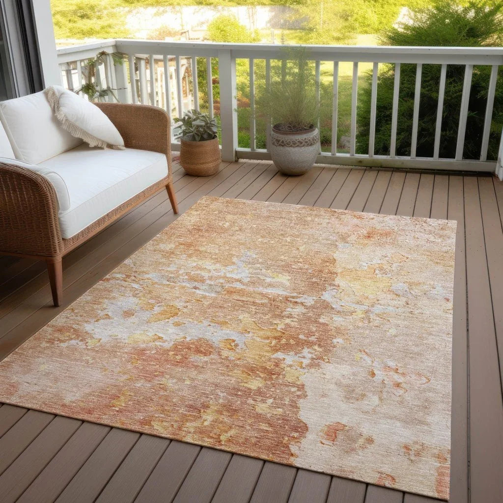 LOOMLAN Rugs Ellior Orange Washable Indoor-Outdoor Rug
