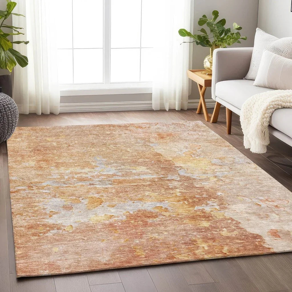 LOOMLAN Rugs Ellior Orange Washable Indoor-Outdoor Rug