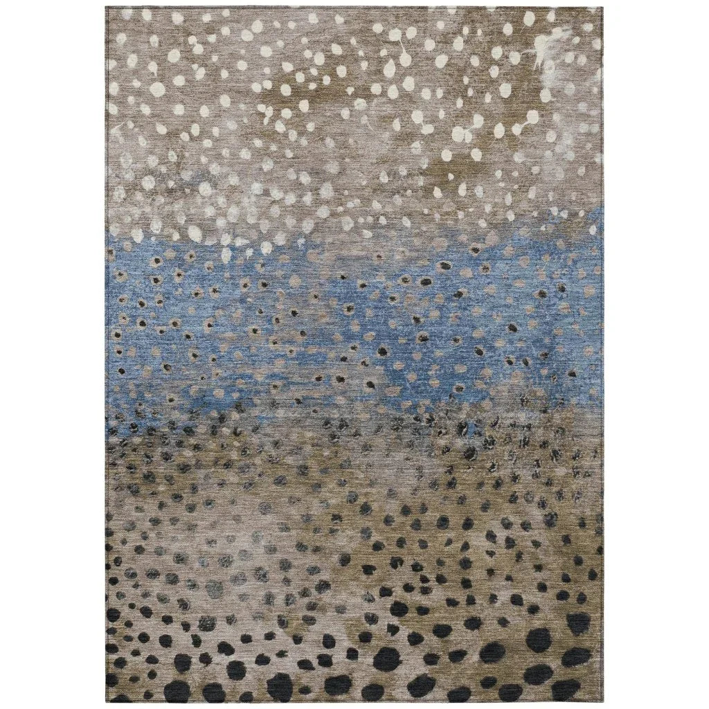 LOOMLAN Rugs Eloisia Brown Washable Indoor-Outdoor Rug