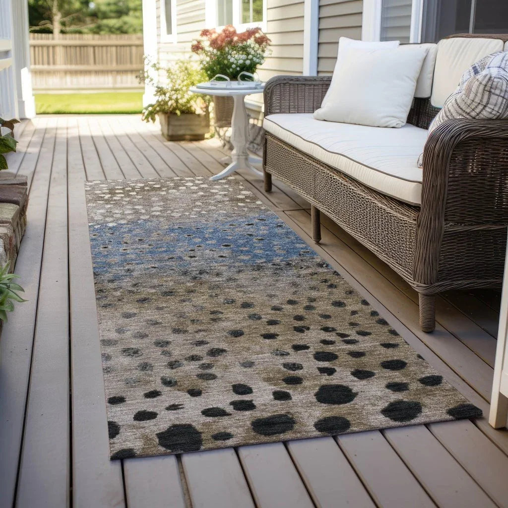 LOOMLAN Rugs Eloisia Brown Washable Indoor-Outdoor Rug