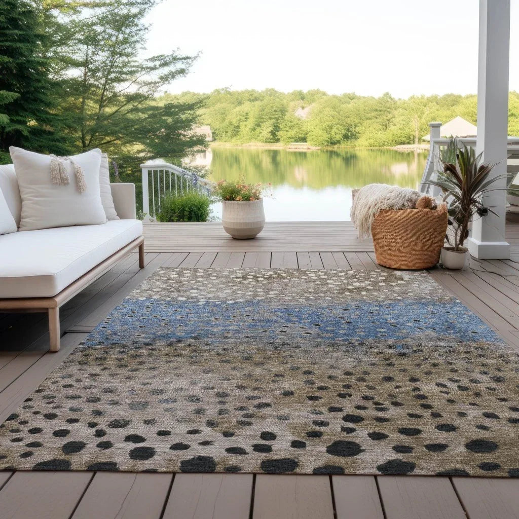 LOOMLAN Rugs Eloisia Brown Washable Indoor-Outdoor Rug