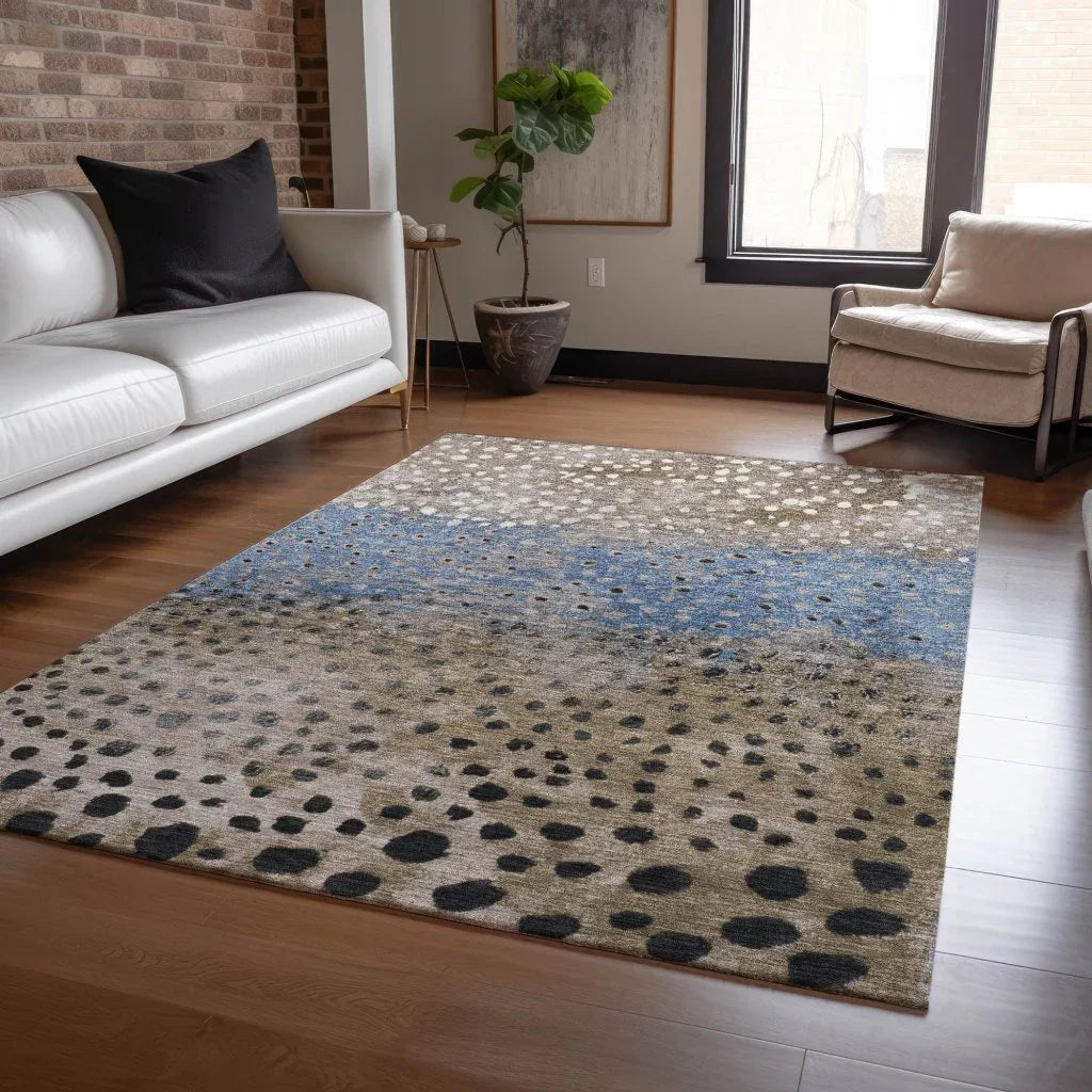 LOOMLAN Rugs Eloisia Brown Washable Indoor-Outdoor Rug