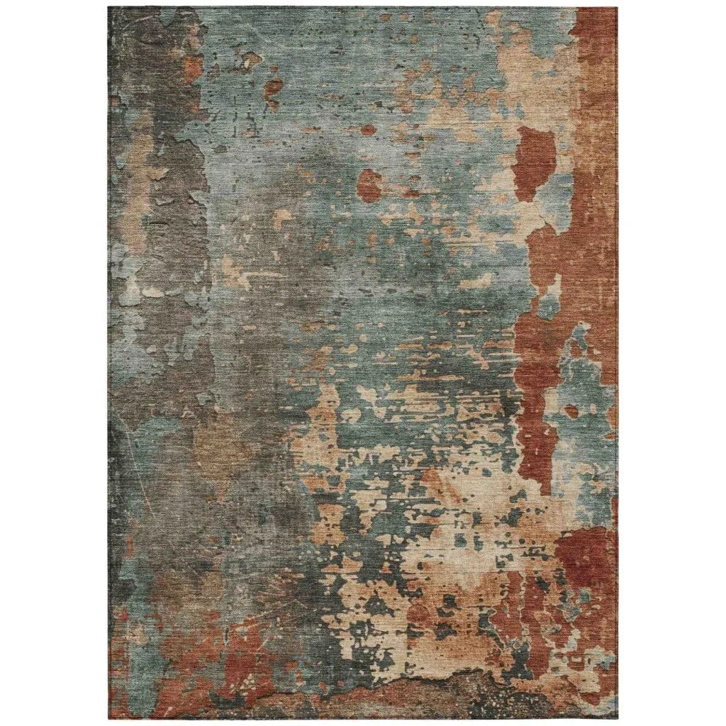 LOOMLAN Rugs Elon Blue Washable Indoor-Outdoor Rug