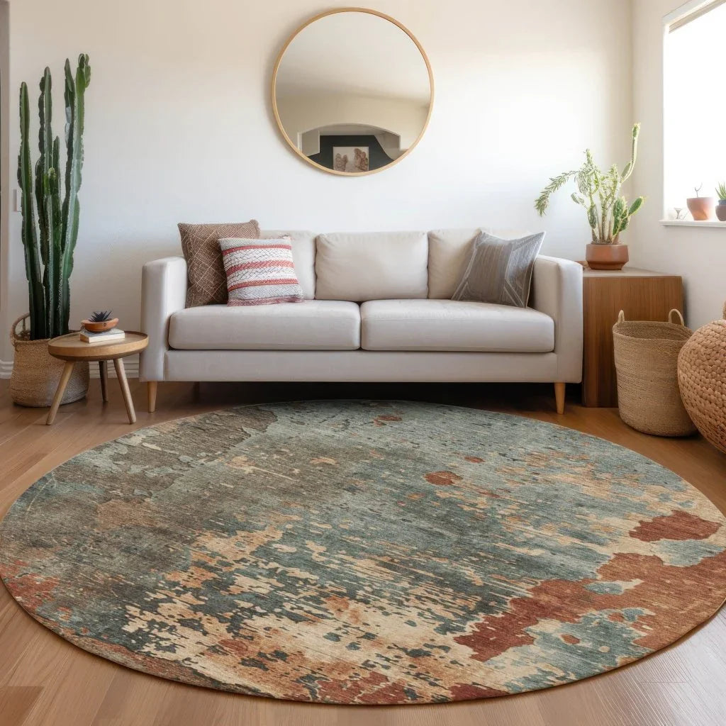 LOOMLAN Rugs Elon Blue Washable Indoor-Outdoor Rug