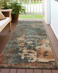 LOOMLAN Rugs Elon Blue Washable Indoor-Outdoor Rug
