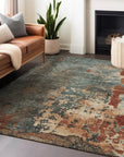 LOOMLAN Rugs Elon Blue Washable Indoor-Outdoor Rug