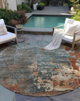 LOOMLAN Rugs Elon Blue Washable Indoor-Outdoor Rug