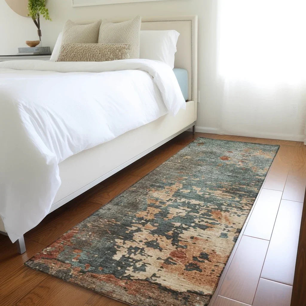 LOOMLAN Rugs Elon Blue Washable Indoor-Outdoor Rug
