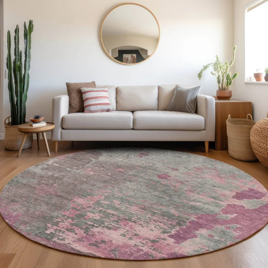 LOOMLAN Rugs Elon Pink Washable Indoor-Outdoor Rug