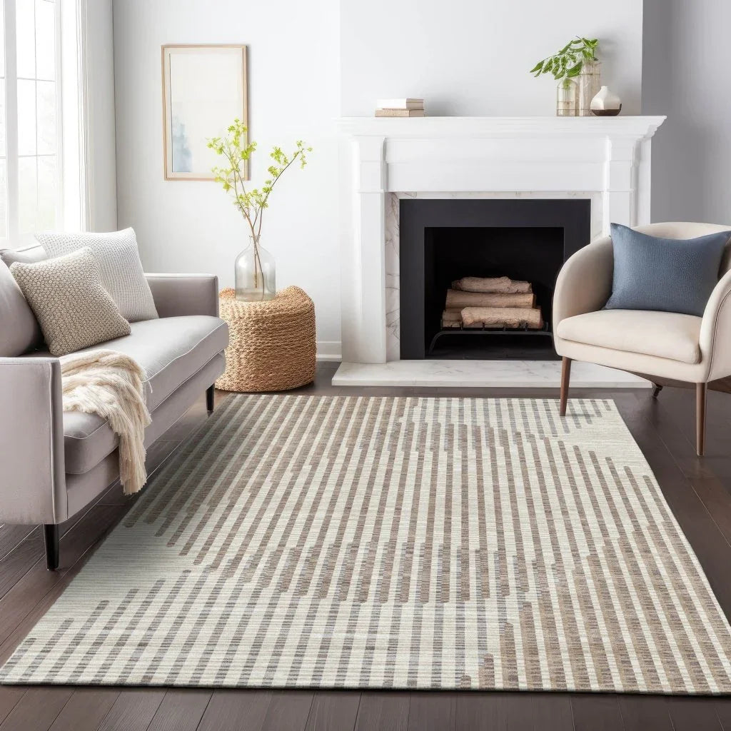 LOOMLAN Rugs Elowen Beige Washable Indoor-Outdoor Rug