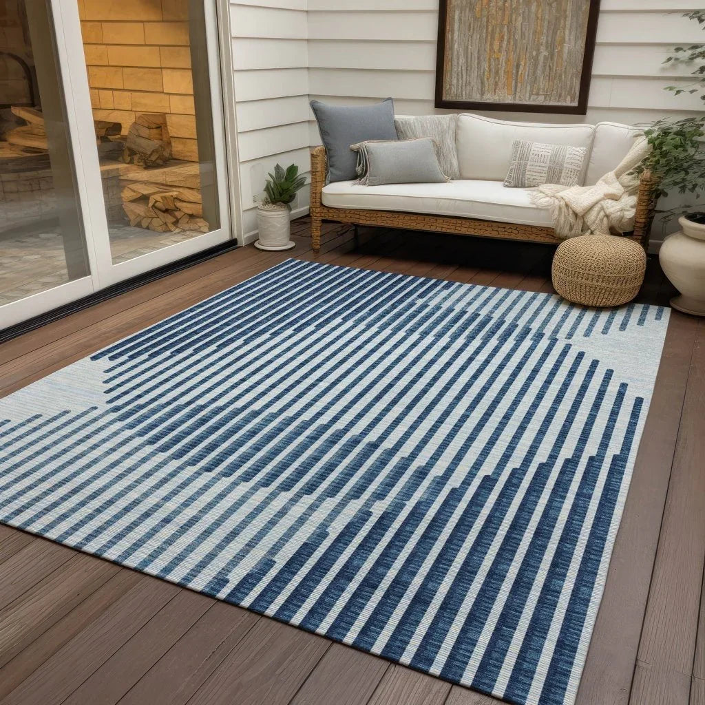 LOOMLAN Rugs Elowen Blue Washable Indoor-Outdoor Rug