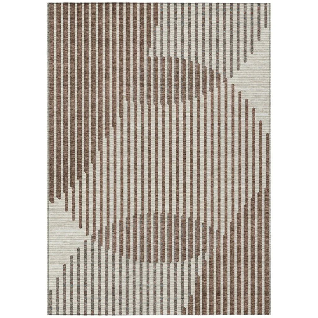 LOOMLAN Rugs Elowen Brown Washable Indoor-Outdoor Rug