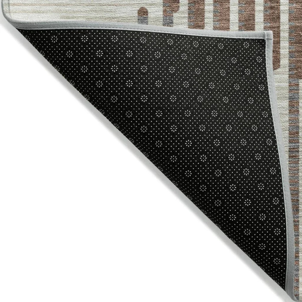 LOOMLAN Rugs Elowen Brown Washable Indoor-Outdoor Rug
