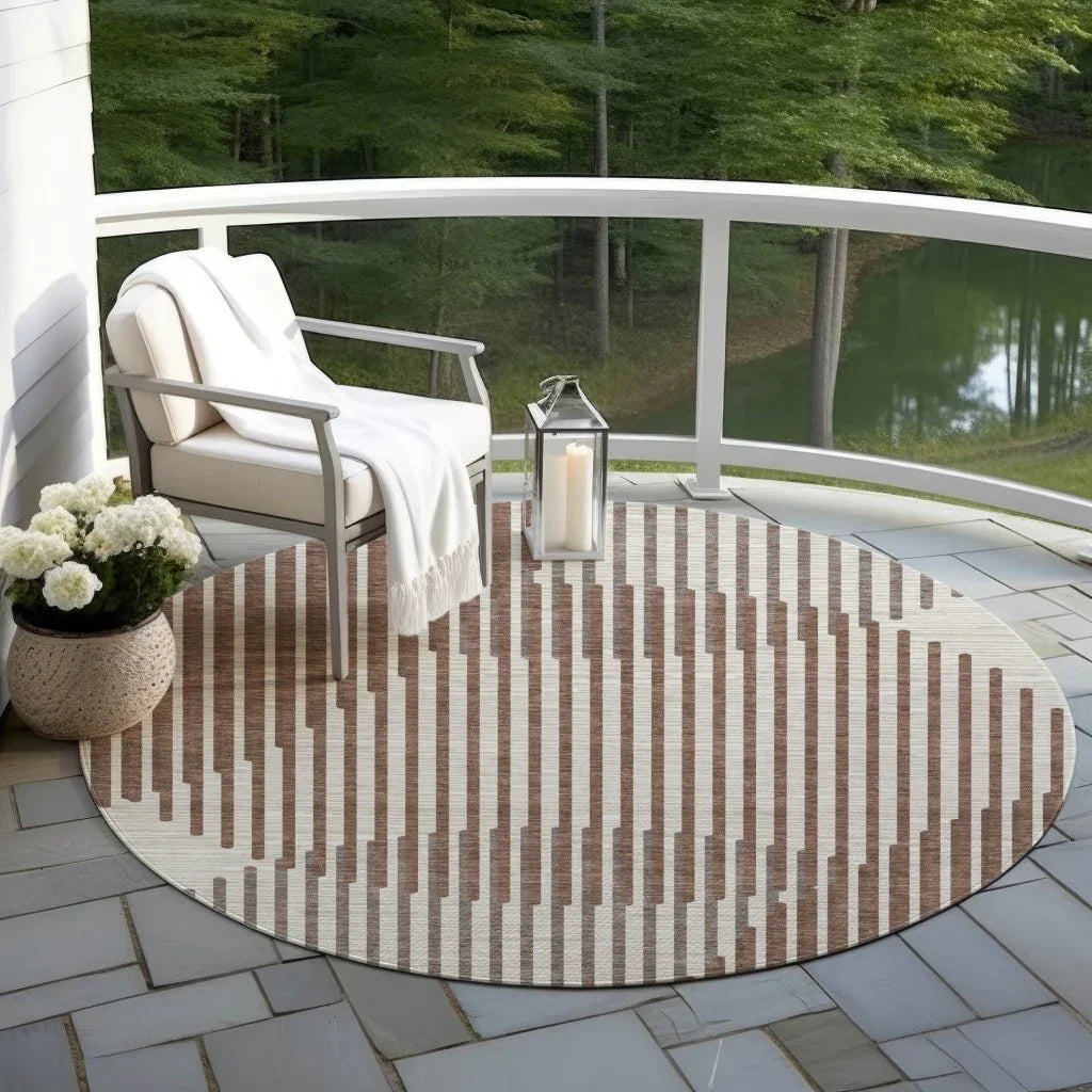LOOMLAN Rugs Elowen Brown Washable Indoor-Outdoor Rug