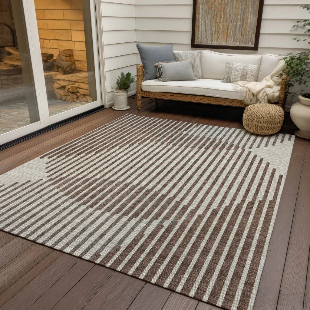 LOOMLAN Rugs Elowen Brown Washable Indoor-Outdoor Rug