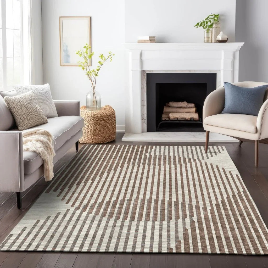 LOOMLAN Rugs Elowen Brown Washable Indoor-Outdoor Rug