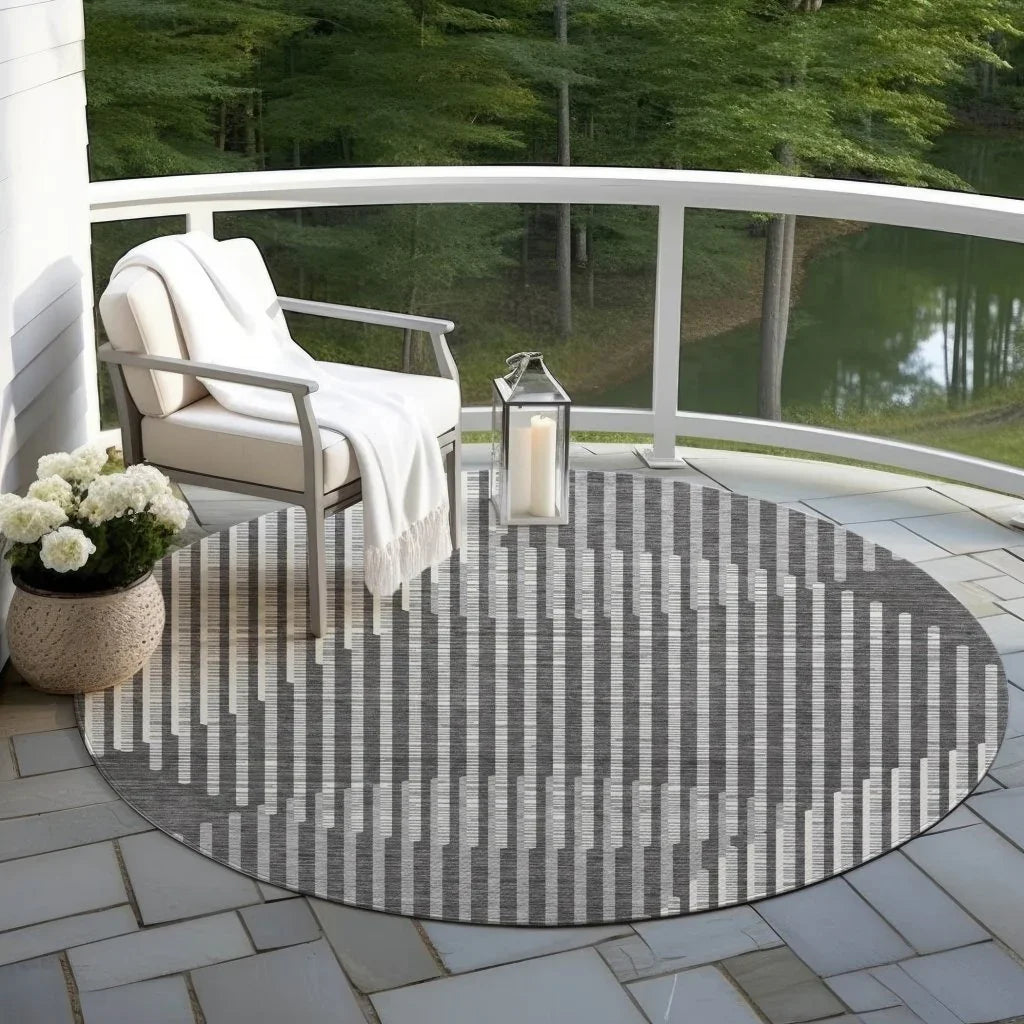 LOOMLAN Rugs Elowen Charcoal Washable Indoor-Outdoor Rug