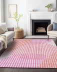 LOOMLAN Rugs Elowen Pink Washable Indoor-Outdoor Rug