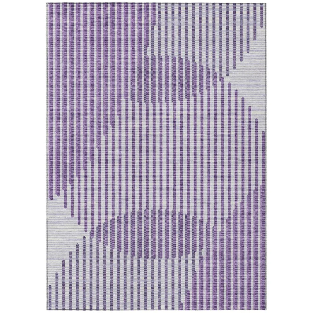 LOOMLAN Rugs Elowen Purple Washable Indoor-Outdoor Rug