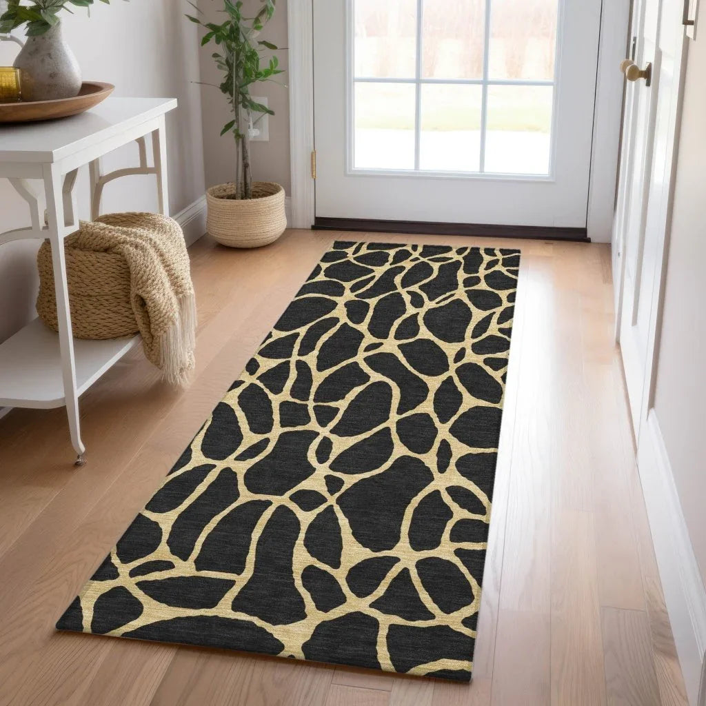 LOOMLAN Rugs Elowira Black Washable Indoor-Outdoor Rug