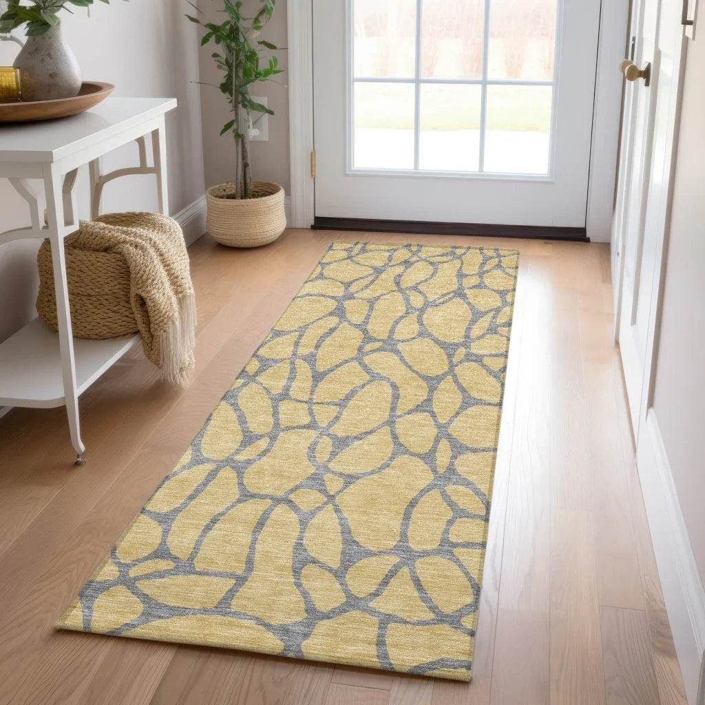 LOOMLAN Rugs Elowira Gold Washable Indoor-Outdoor Rug