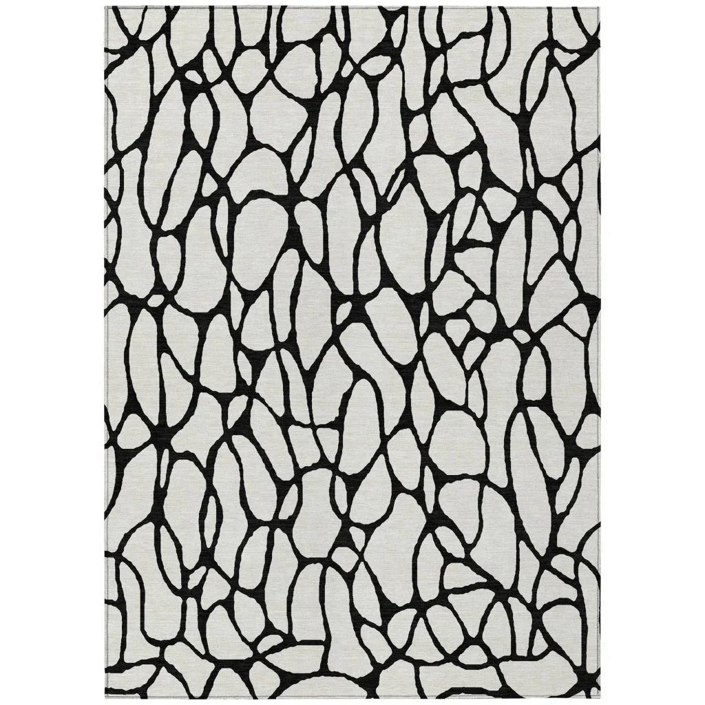 LOOMLAN Rugs Elowira Ivory Washable Indoor-Outdoor Rug