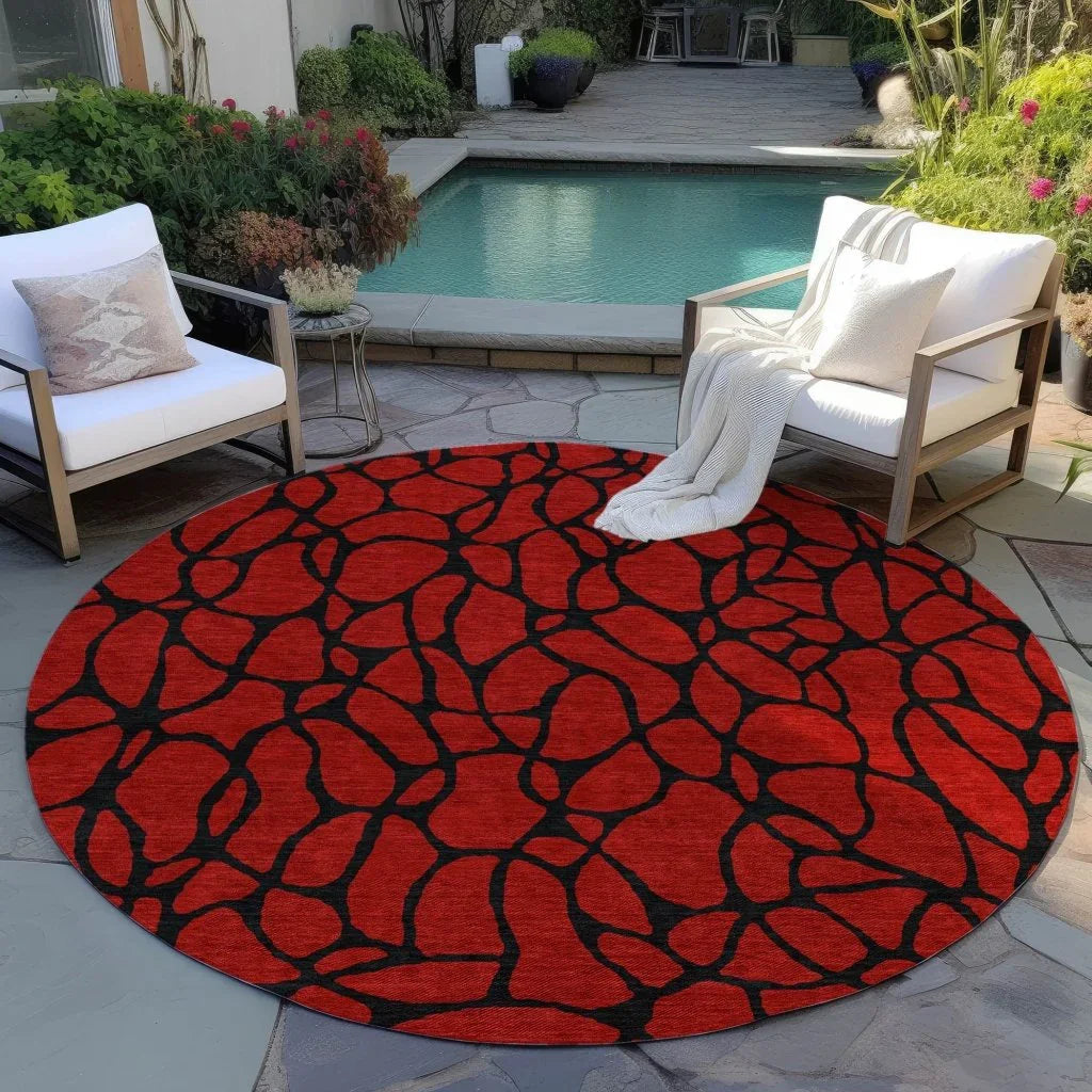LOOMLAN Rugs Elowira Red Washable Indoor-Outdoor Rug