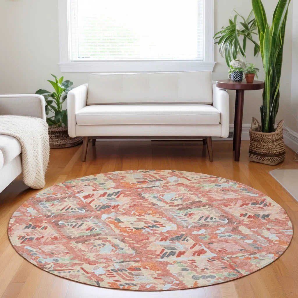 LOOMLAN Rugs Elyndra Orange Washable Indoor-Outdoor Rug