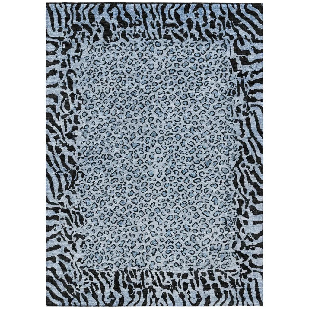 LOOMLAN Rugs Elyvia Blue Washable Indoor-Outdoor Rug