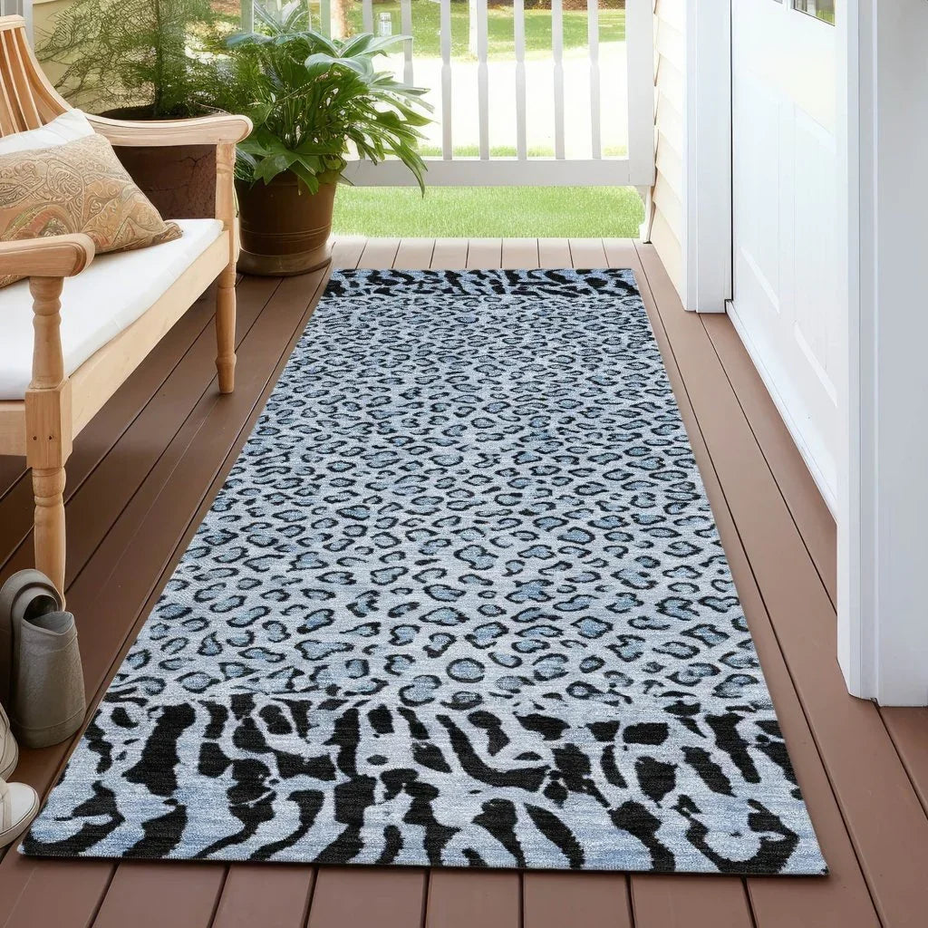 LOOMLAN Rugs Elyvia Blue Washable Indoor-Outdoor Rug