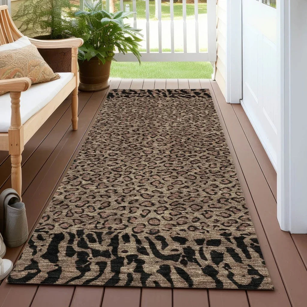 LOOMLAN Rugs Elyvia Brown Washable Indoor-Outdoor Rug