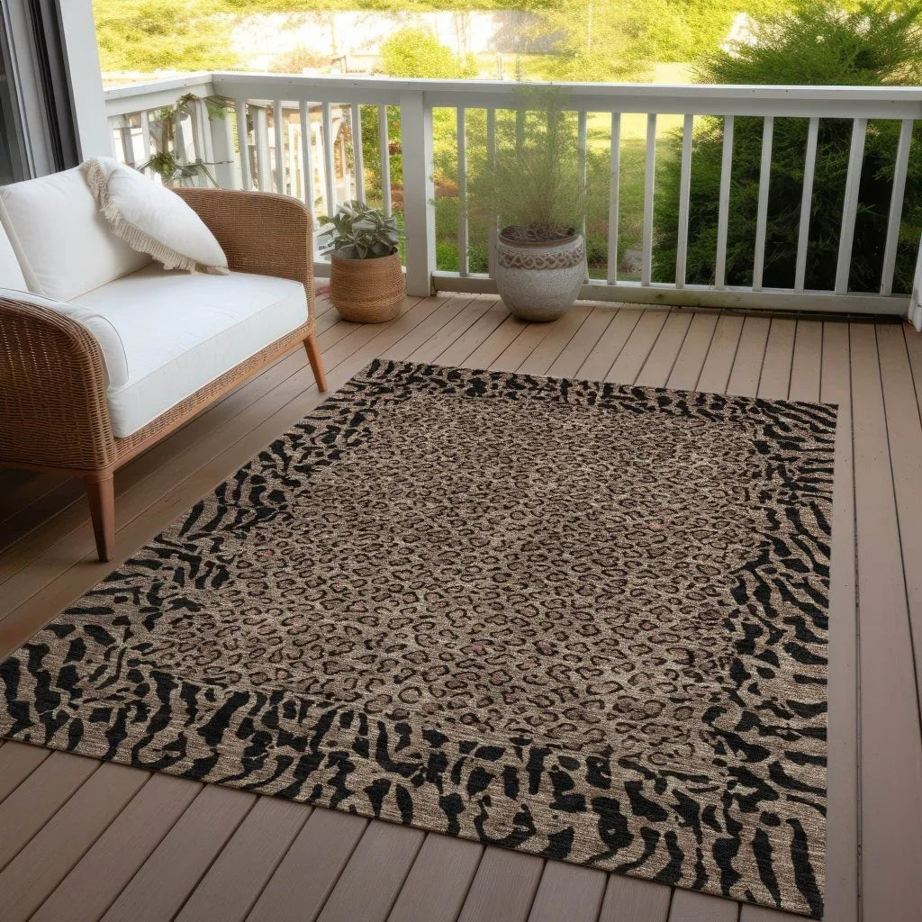 LOOMLAN Rugs Elyvia Brown Washable Indoor-Outdoor Rug