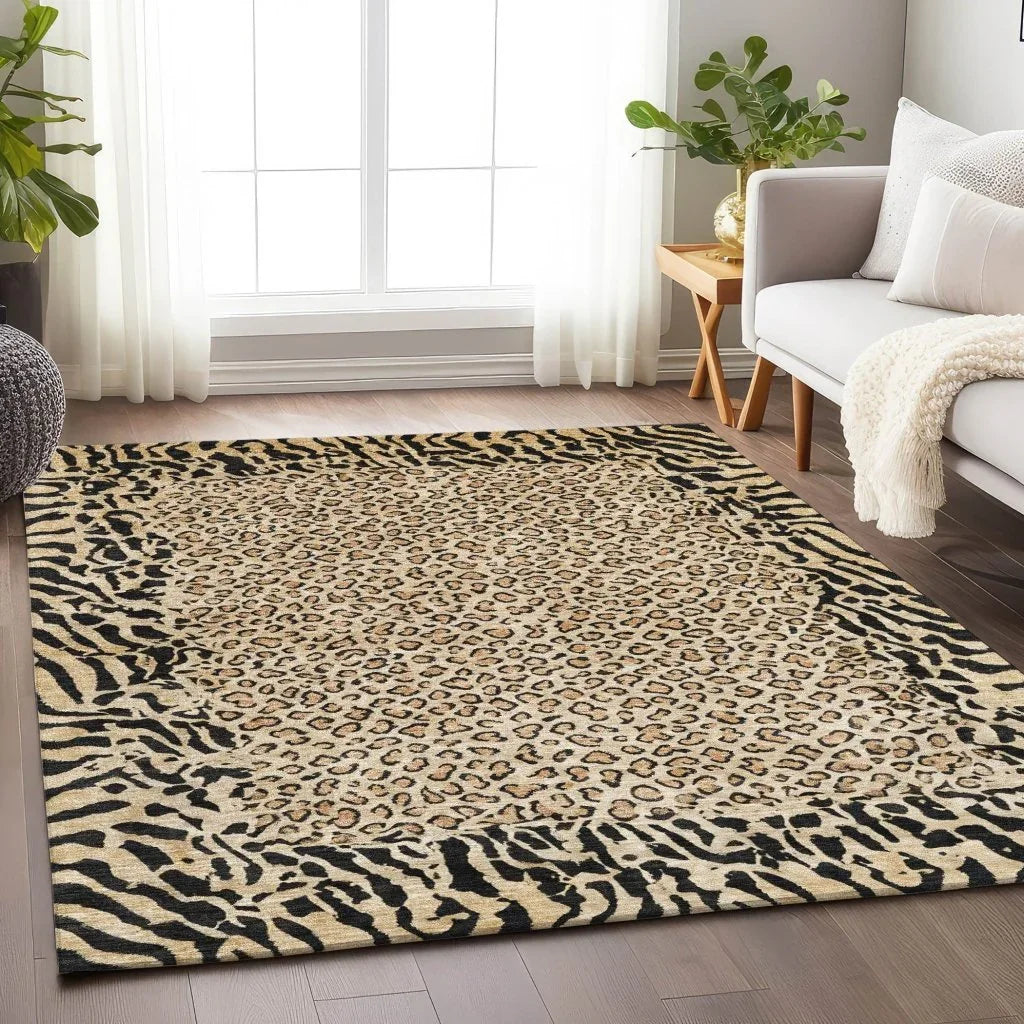 LOOMLAN Rugs Elyvia Gold Washable Indoor-Outdoor Rug