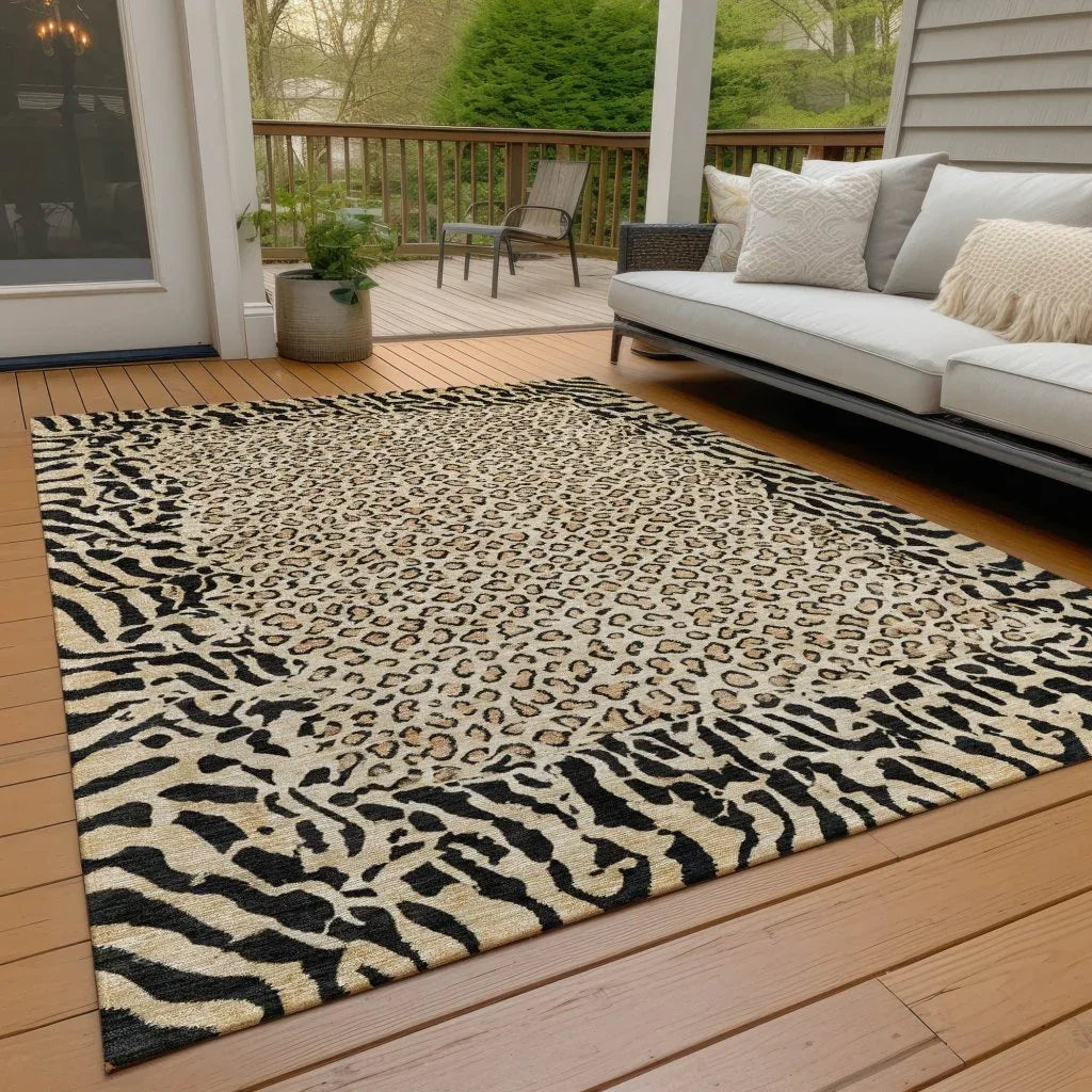 LOOMLAN Rugs Elyvia Gold Washable Indoor-Outdoor Rug