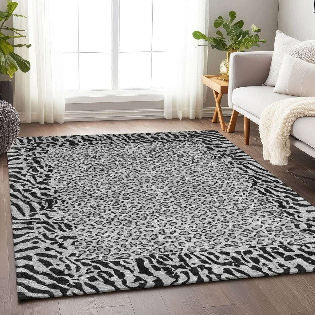 LOOMLAN Rugs Elyvia Gray Washable Indoor-Outdoor Rug