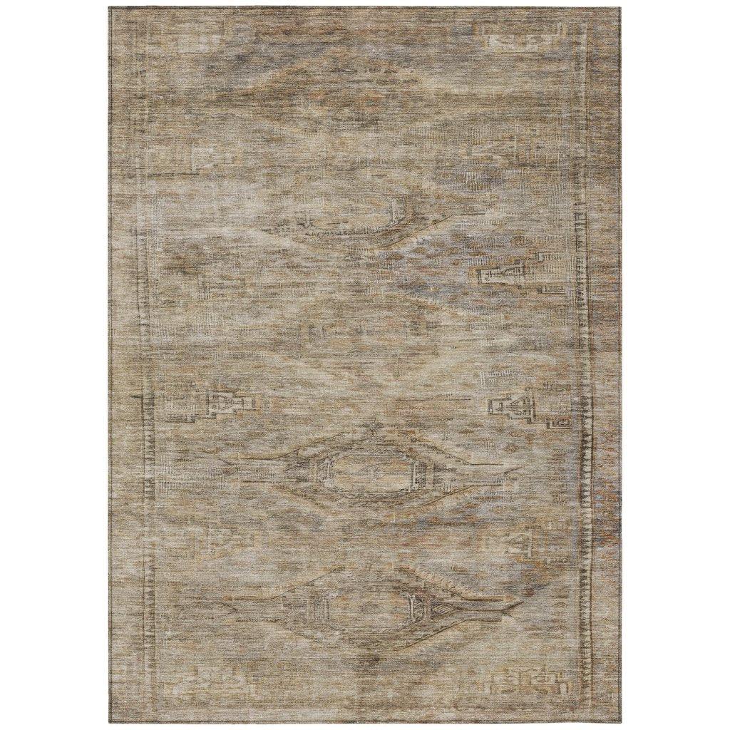 LOOMLAN Rugs Emalisse Brown Washable Indoor-Outdoor Rug