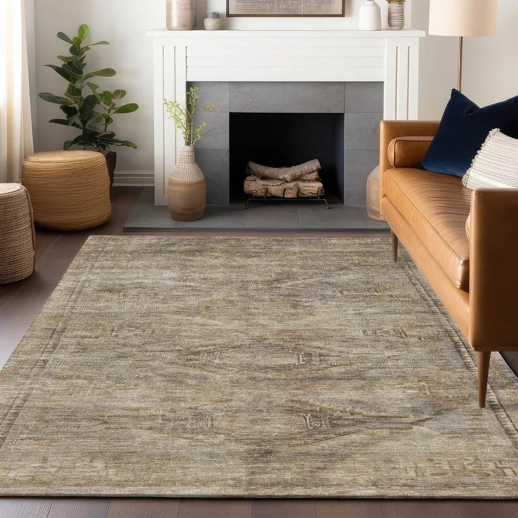 LOOMLAN Rugs Emalisse Brown Washable Indoor-Outdoor Rug