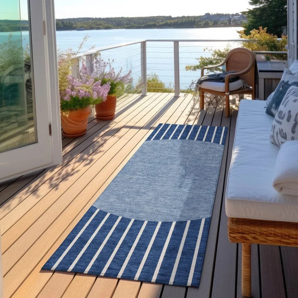 LOOMLAN Rugs Ember Blue Washable Indoor-Outdoor Rug