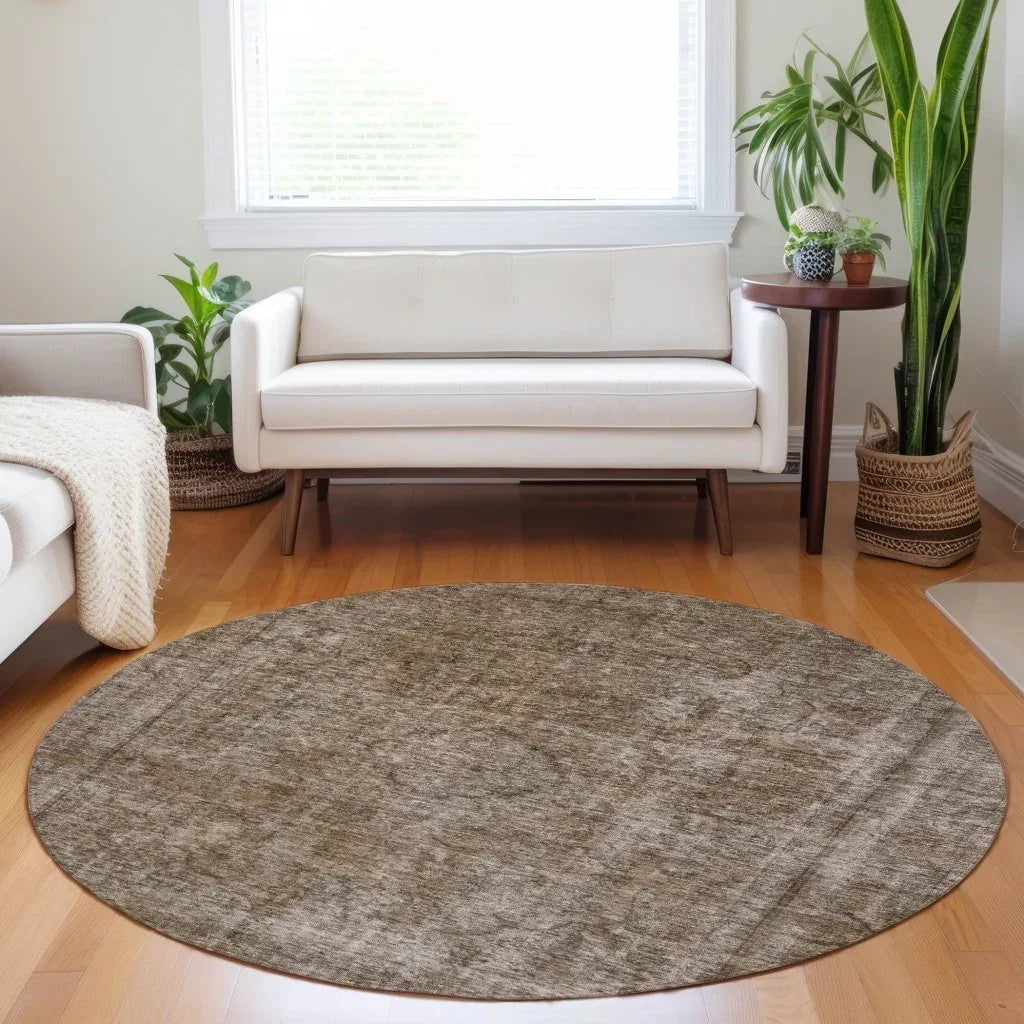 LOOMLAN Rugs Emberith Brown Washable Indoor-Outdoor Rug