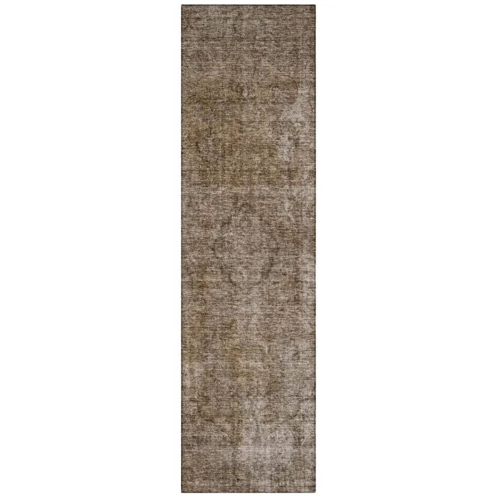 LOOMLAN Rugs Emberith Brown Washable Indoor-Outdoor Rug