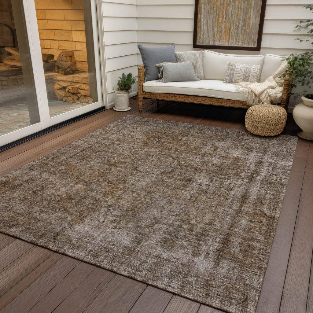 LOOMLAN Rugs Emberith Brown Washable Indoor-Outdoor Rug