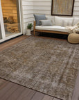 LOOMLAN Rugs Emberith Brown Washable Indoor-Outdoor Rug