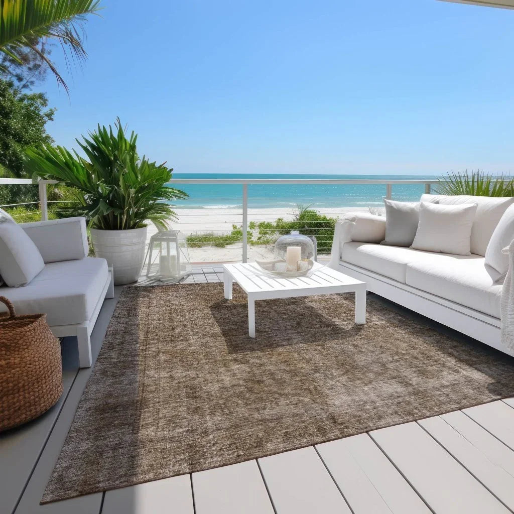 LOOMLAN Rugs Emberith Brown Washable Indoor-Outdoor Rug